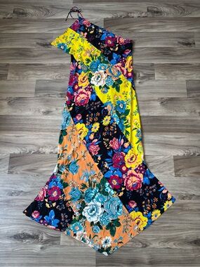 Diane von Furstenberg Bournier Floral Silk Scarf Maxi Dress Size Large
